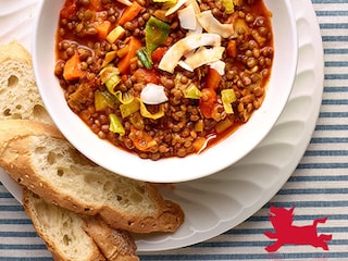 Dahl de lentilles express et raïta au concombre