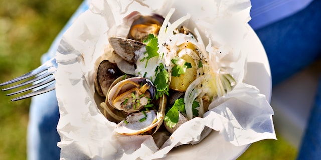 Papillotes de vénus à la crème épaisse