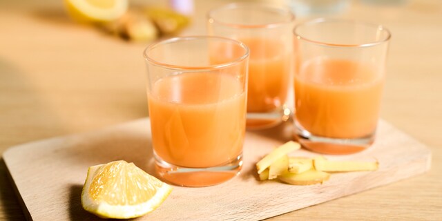 Shot au gingembre, pomme, citron et lavande