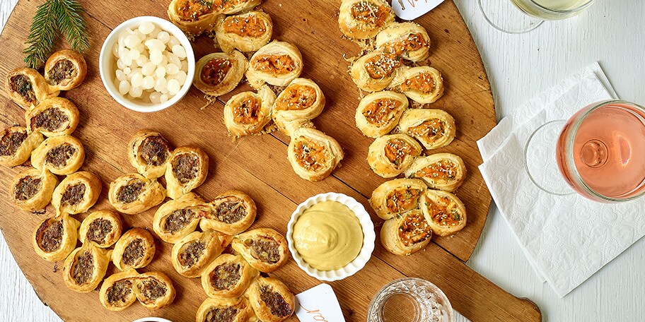 Miniworstenbroodjes ‘veggie & meat’ (voor de ‘meat’ versie)