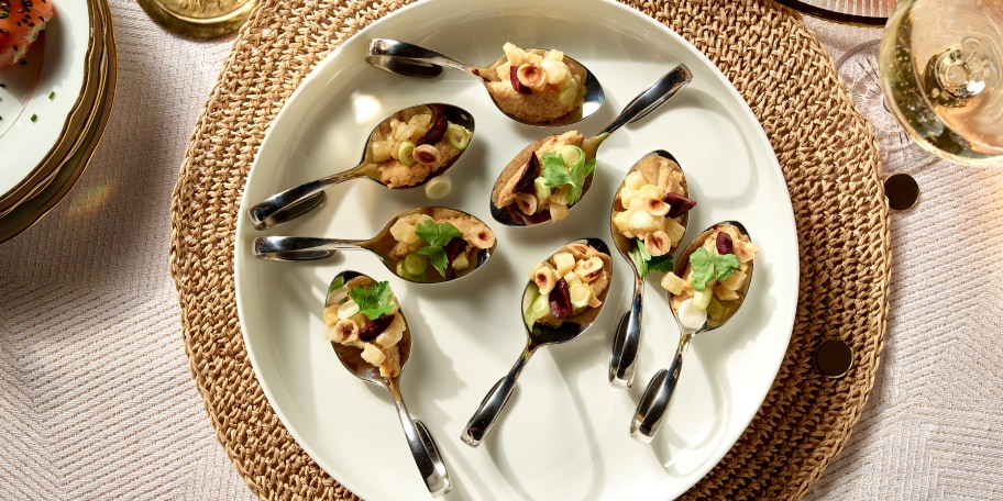 Cuillères apéro de légumes croquants et mayonnaise à la truffe