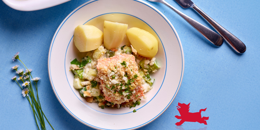 Crumble de saumon aux poireaux