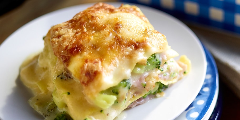 Lasagne met broccoli en ham