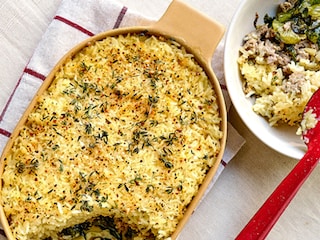 Gratin de riz aux à la chicorée endive et à l’agneau