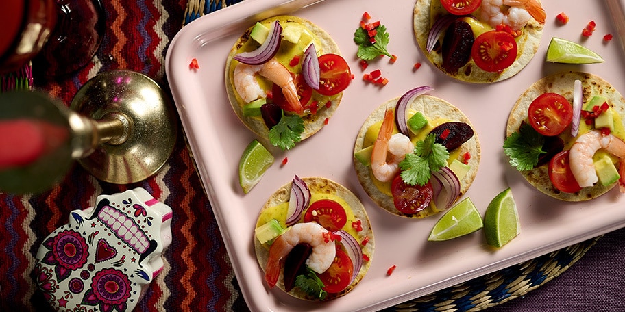 Tostadas mexicanas con gambas