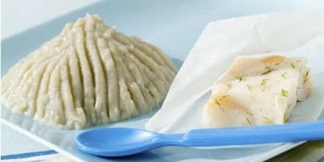 Papillote de cabillaud, purée de fenouil et patate douce