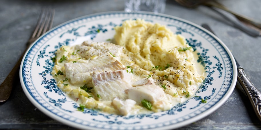 Roodbaarsfilets en prei met verse kaas
