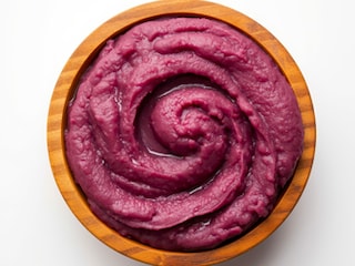Zachte puree van rode biet & malse koolvis  