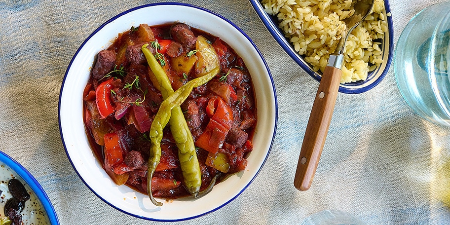 Stetzofai (pot-au-feu grec aux poivrons)