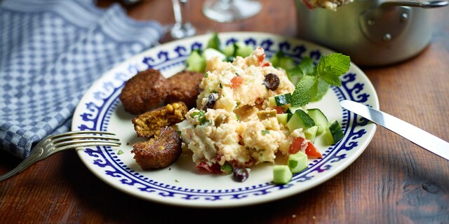 Falafels met stoemp op Griekse wijze