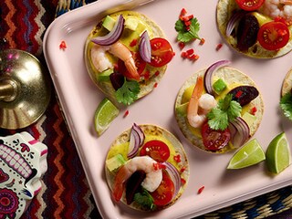 Tostadas mexicanas con gambas