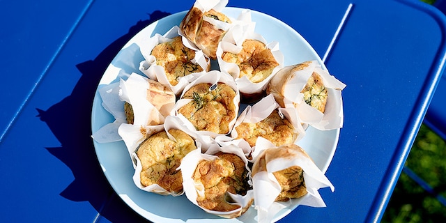 Mini-clafoutis met grijze garnalen