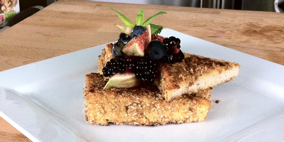 Pain perdu en croûte de muesli