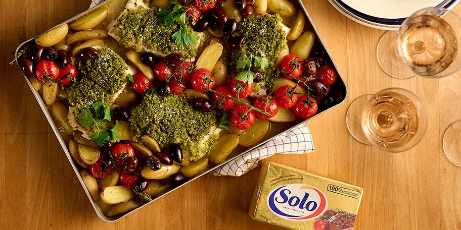 Cabillaud avec crumble d'herbes au Solo