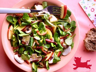 Champignonsalade met spekreepjes
