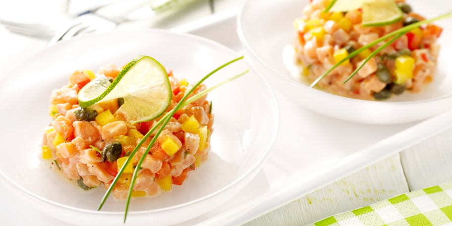 Zalmtartaar met paprika’s