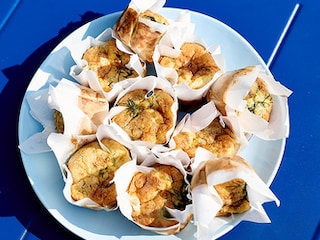 Mini-clafoutis met grijze garnalen