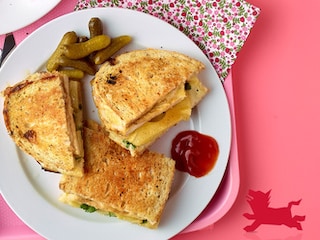 Croque Hawaï met kippenlapjes