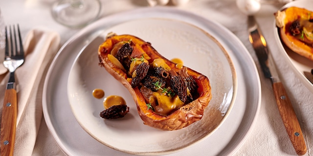 Blanquette van butternut en morieljes