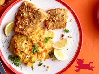 Cabillaud pané aux noisettes et stoemp au potiron