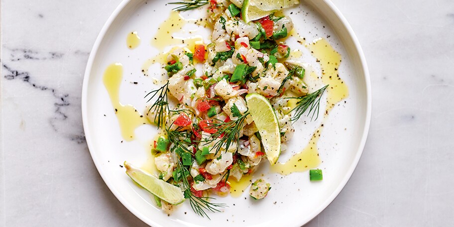 Ceviche van tong met fijne groentjes