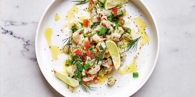 Ceviche van tong met fijne groentjes