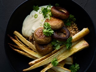 Spelt met pastinaak en champignons