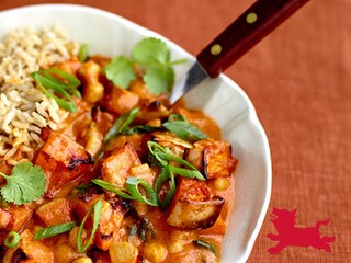 Curry met butternut uit de oven en kikkererwten