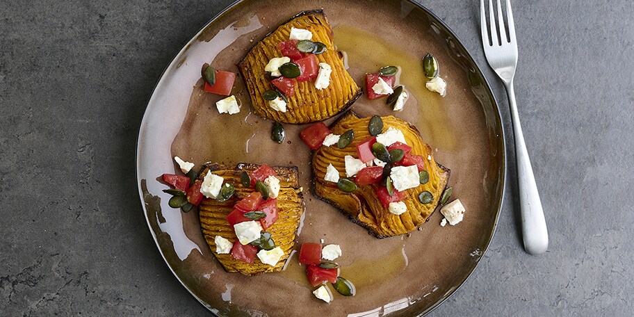 Butternut rôtie aux tomates et à la feta