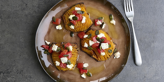 Butternut rôtie aux tomates et à la feta