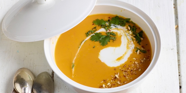Soupe de carottes au gingembre et au lait de coco