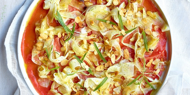 Rundscarpaccio met gemarineerde venkel