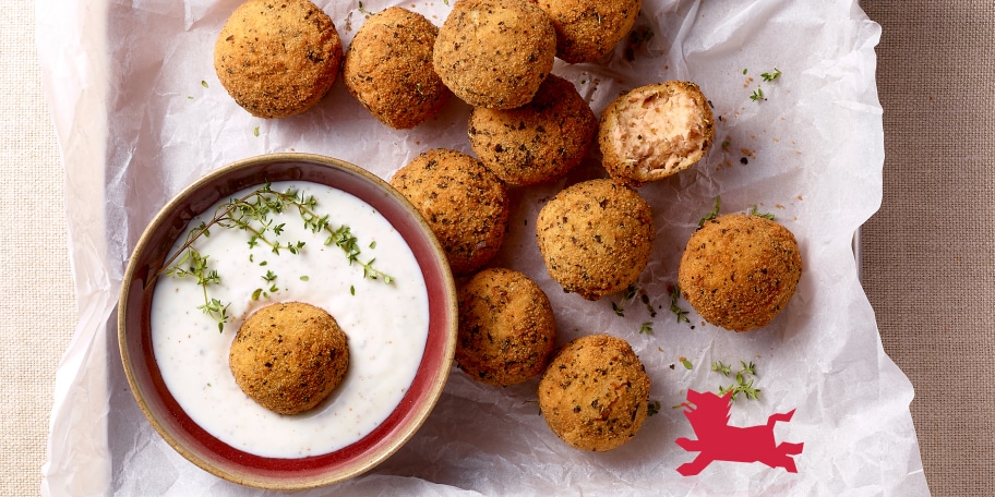 Aardappelkroketjes met zalmforel