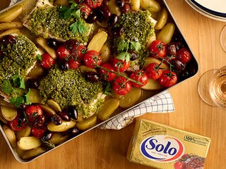 Cabillaud avec crumble d'herbes au Solo