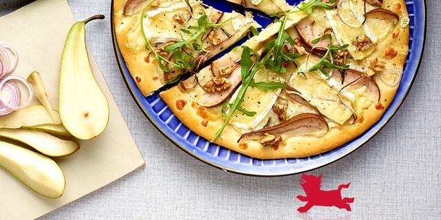 Pizza met peer en brie