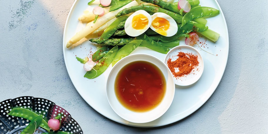 Gestoomde groenten met sake en gember