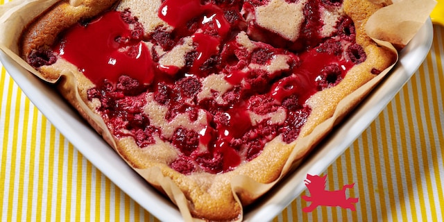 Roze clafoutis met frambozen
