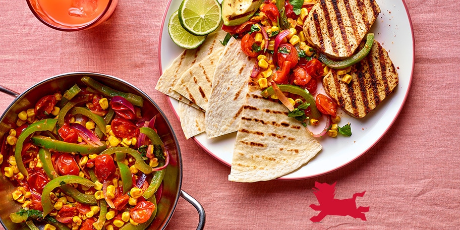 Gegrilde tofu, tortilla's en avocado's tex-mex