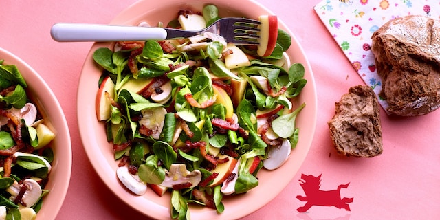 Champignonsalade met spekreepjes