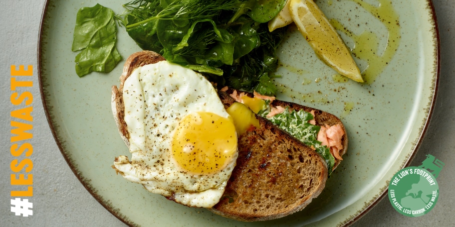 Croque-madame au saumon et aux épinards