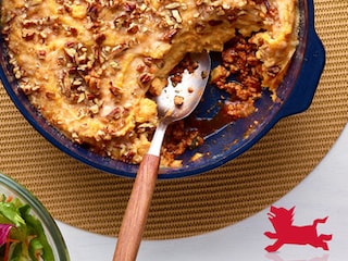 Snelle hachis parmentier met wortelen en pecannoten