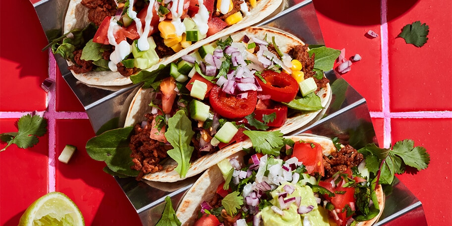 Soft taco's met gehakt (vegetarisch)