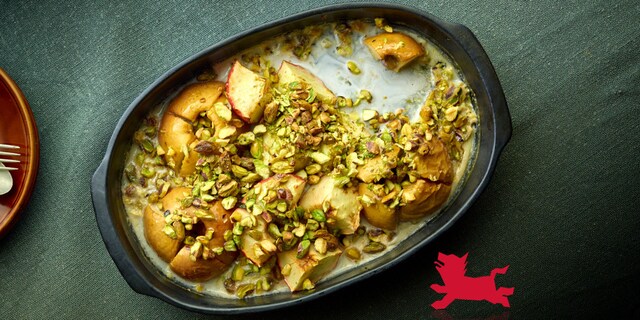 Gebakken appelen met krokante pistachenoten