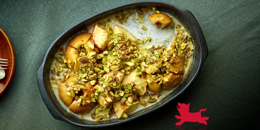 Gebakken appelen met krokante pistachenoten