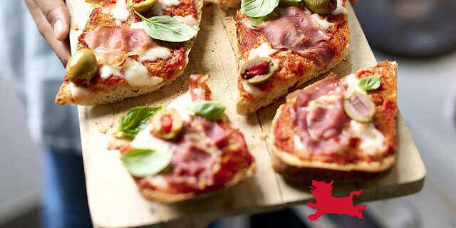 Pizza-baguettes met parmaham