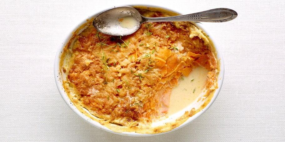 Gratin dauphinois van zoete aardappelen