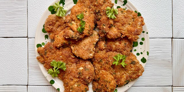 Gepaneerde kalfslapjes met parmigiano
