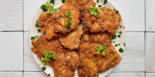 Gepaneerde kalfslapjes met parmigiano