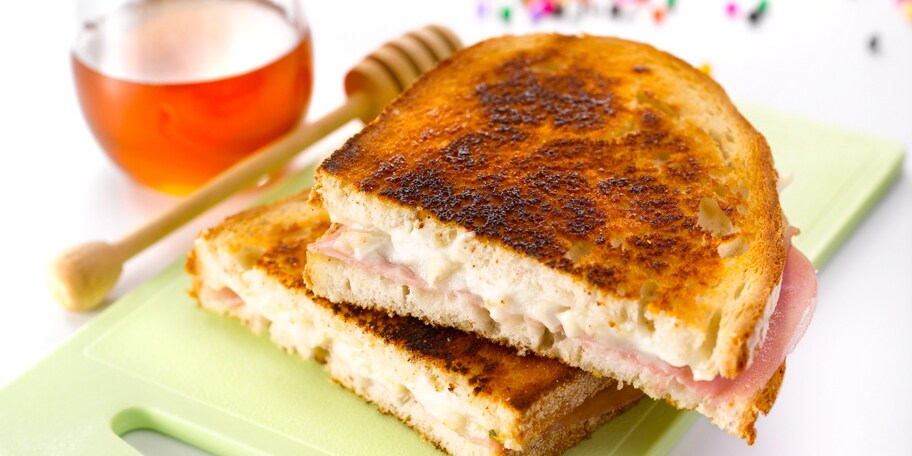 Croque-berger au jambon et au fromage de chèvre
