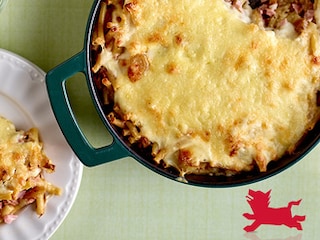 Gratin de macaronis aux chicons et aux jambon